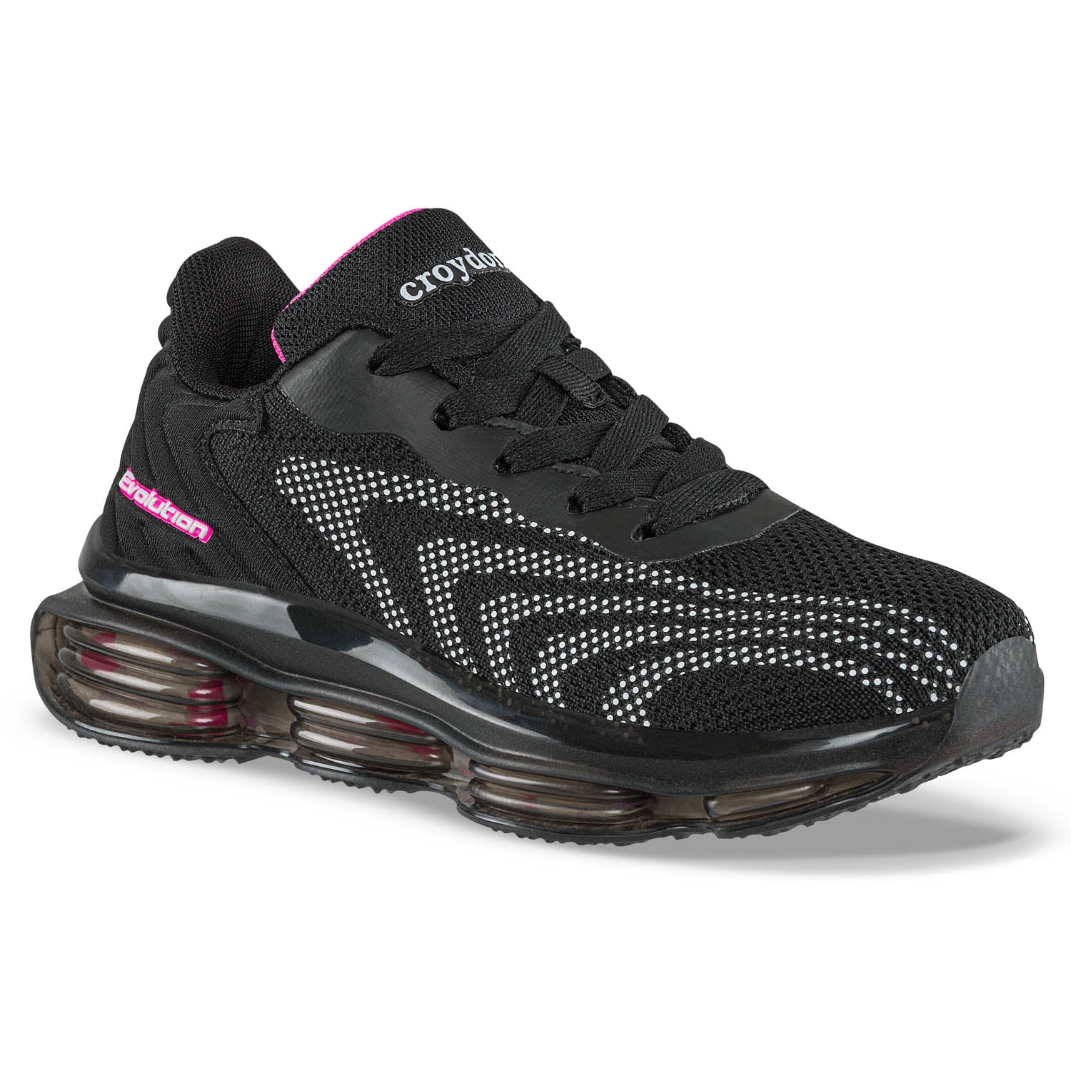 Tenis Running Ulorix Negro-Fucsia Croydon para Niña