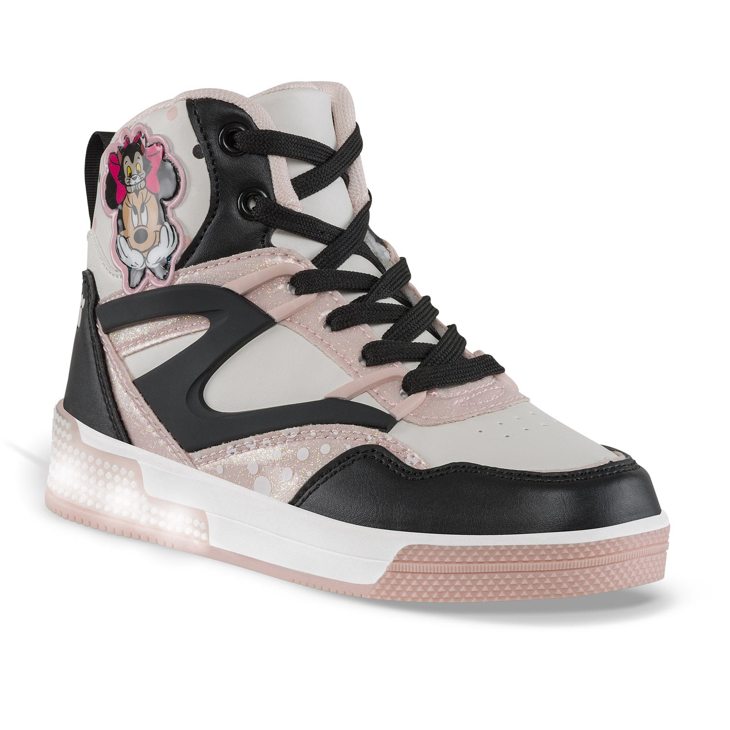 Tenis con Luces Minnie Dilar Negro-Rosa Disney para Niño