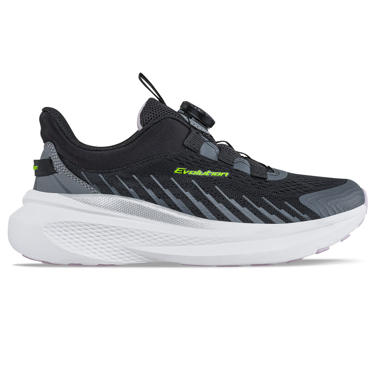 Vista lateral de tenis running Katar negro mujer - Croydon