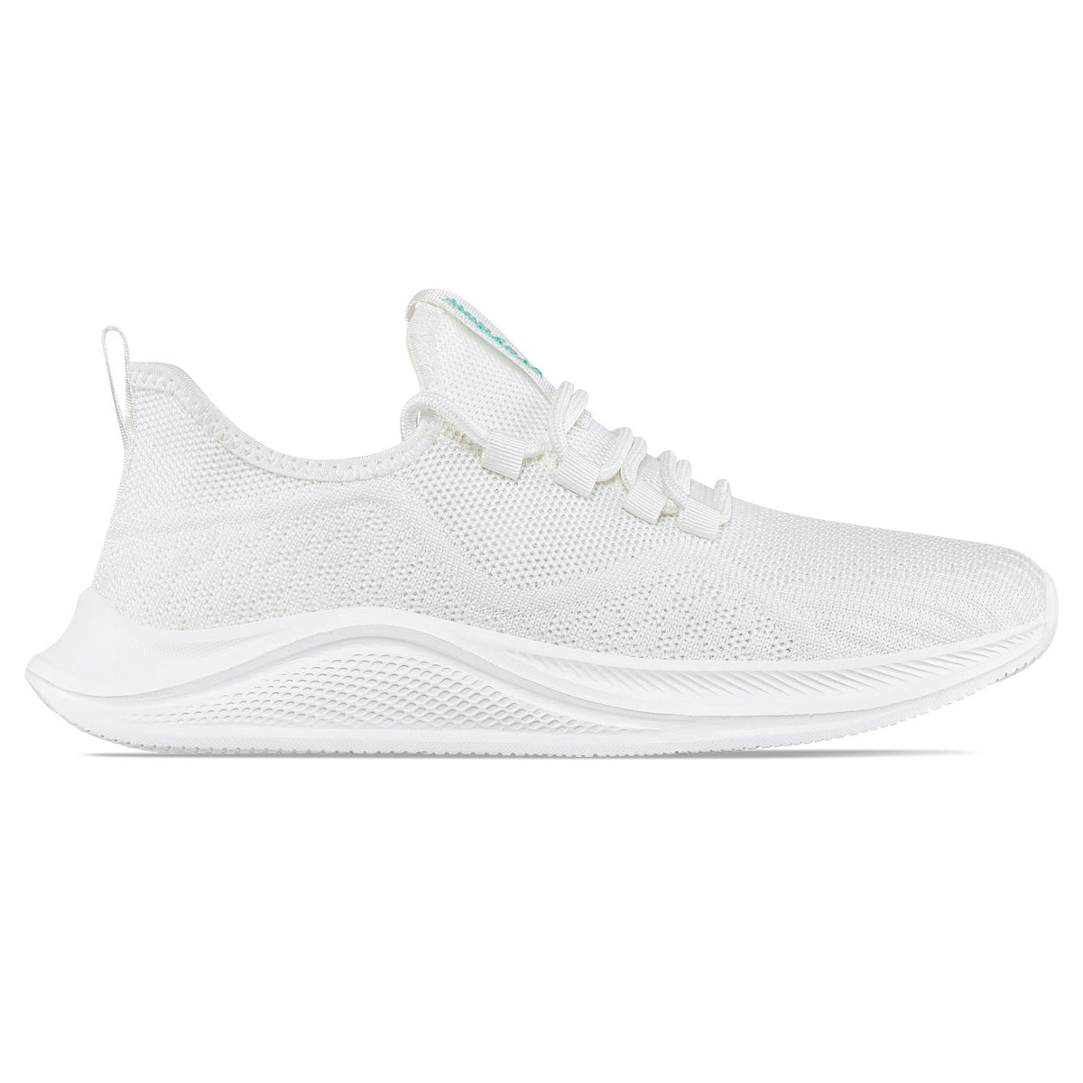 Vista lateral externa de tenis Hetter blanco en textil - Croydon