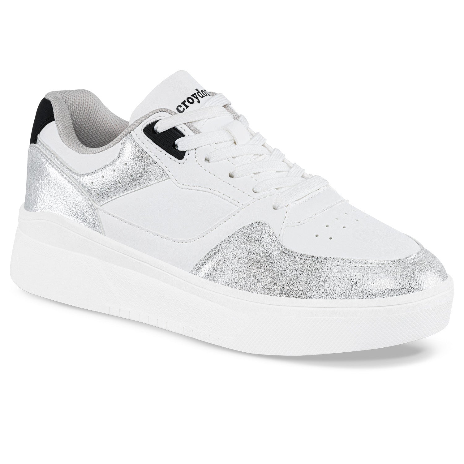 Tenis Casuales Quasa Blanco-Plata Croydon para Mujer