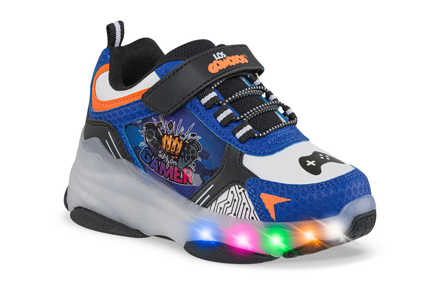 Tenis Patines Luces Tordo Negro-Azul Los Gomosos para Niño