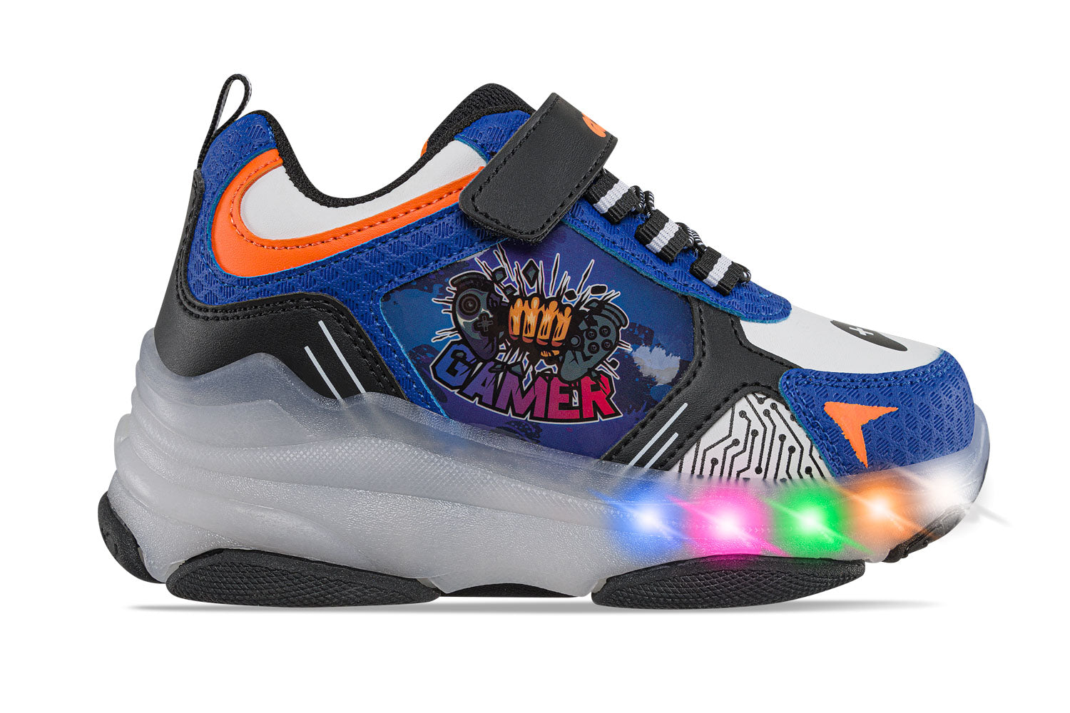 Tenis Patines Luces Tordo Negro-Azul Los Gomosos para Niño
