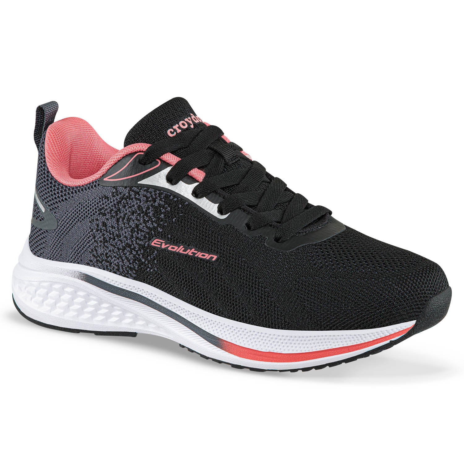 Tenis Running Zelar Negro-Coral Croydon para Mujer