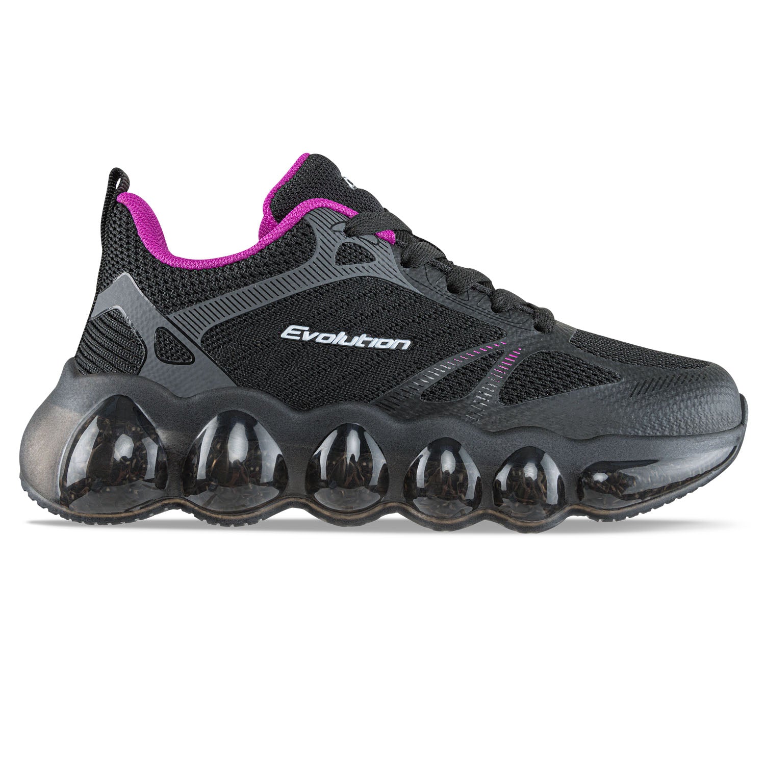Tenis Running Sitalo Negro-Fucsia Croydon para Niña