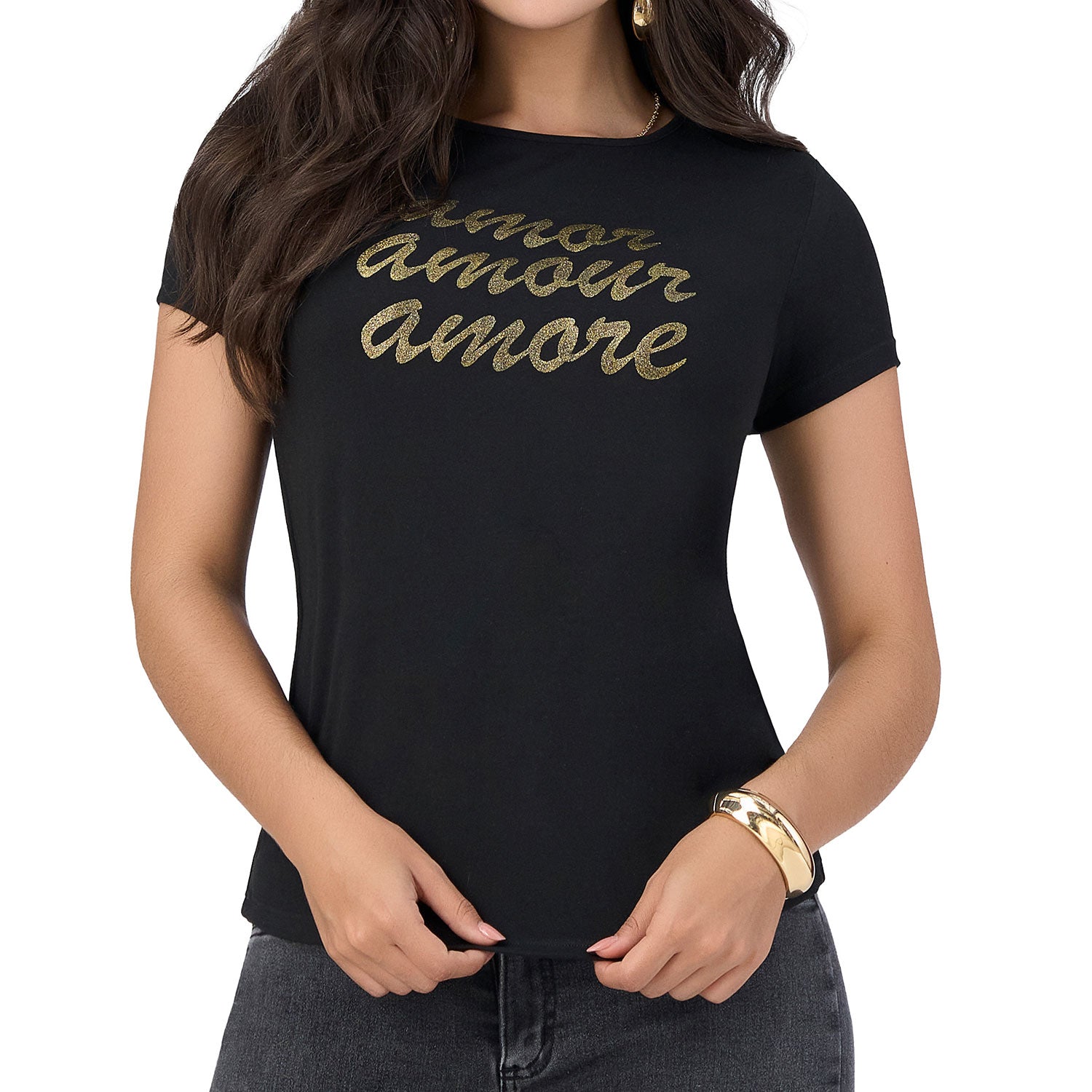 Camiseta Amores Negro Croydon para Mujer