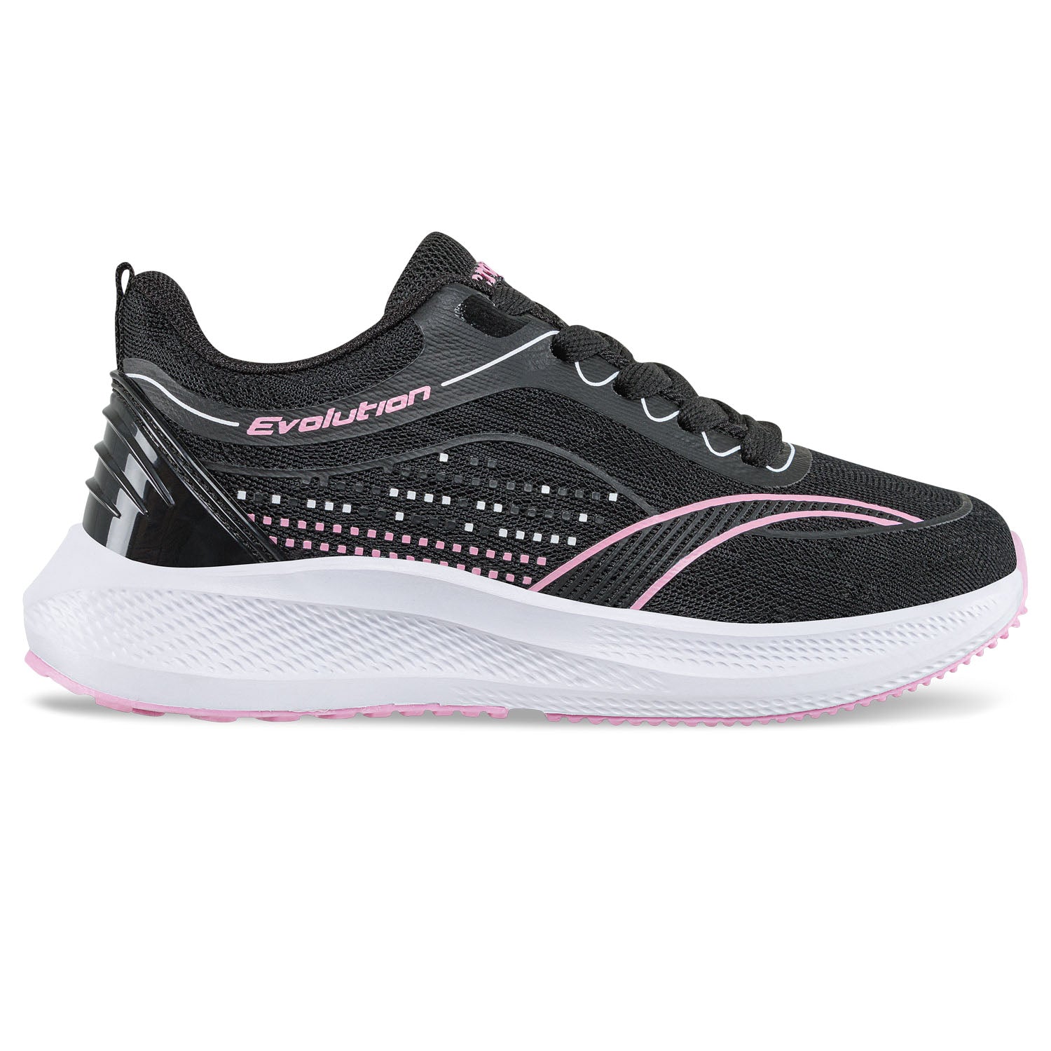 Tenis Running Sotta Negro-Rosa Croydon para Niña