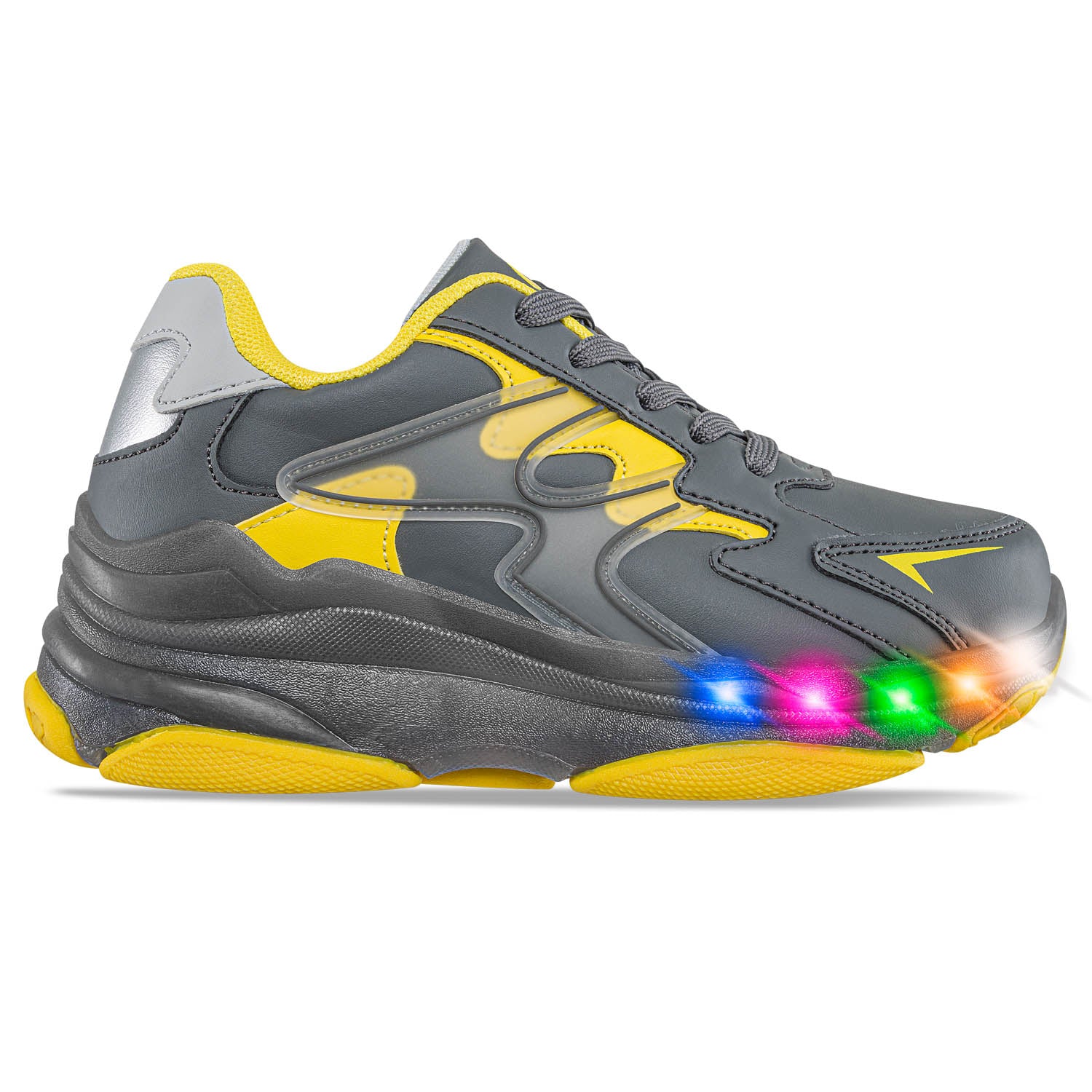 Tenis Patines Luces Yert Gris Osc Los Gomosos para Niño