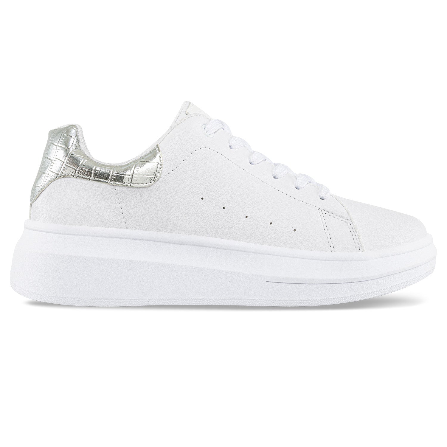 Tenis Urbanos Siena Blanco-Plata Croydon para Mujer