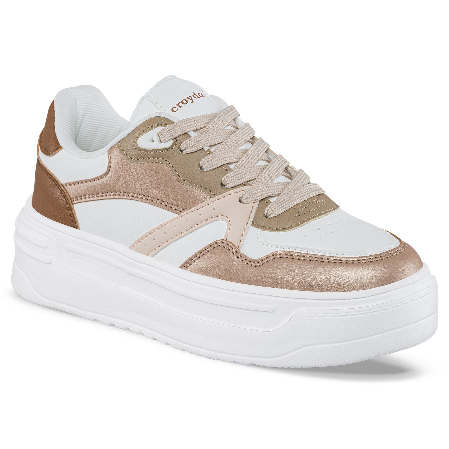 Tenis Urbanos Plitty Blanco-Café Croydon para Mujer