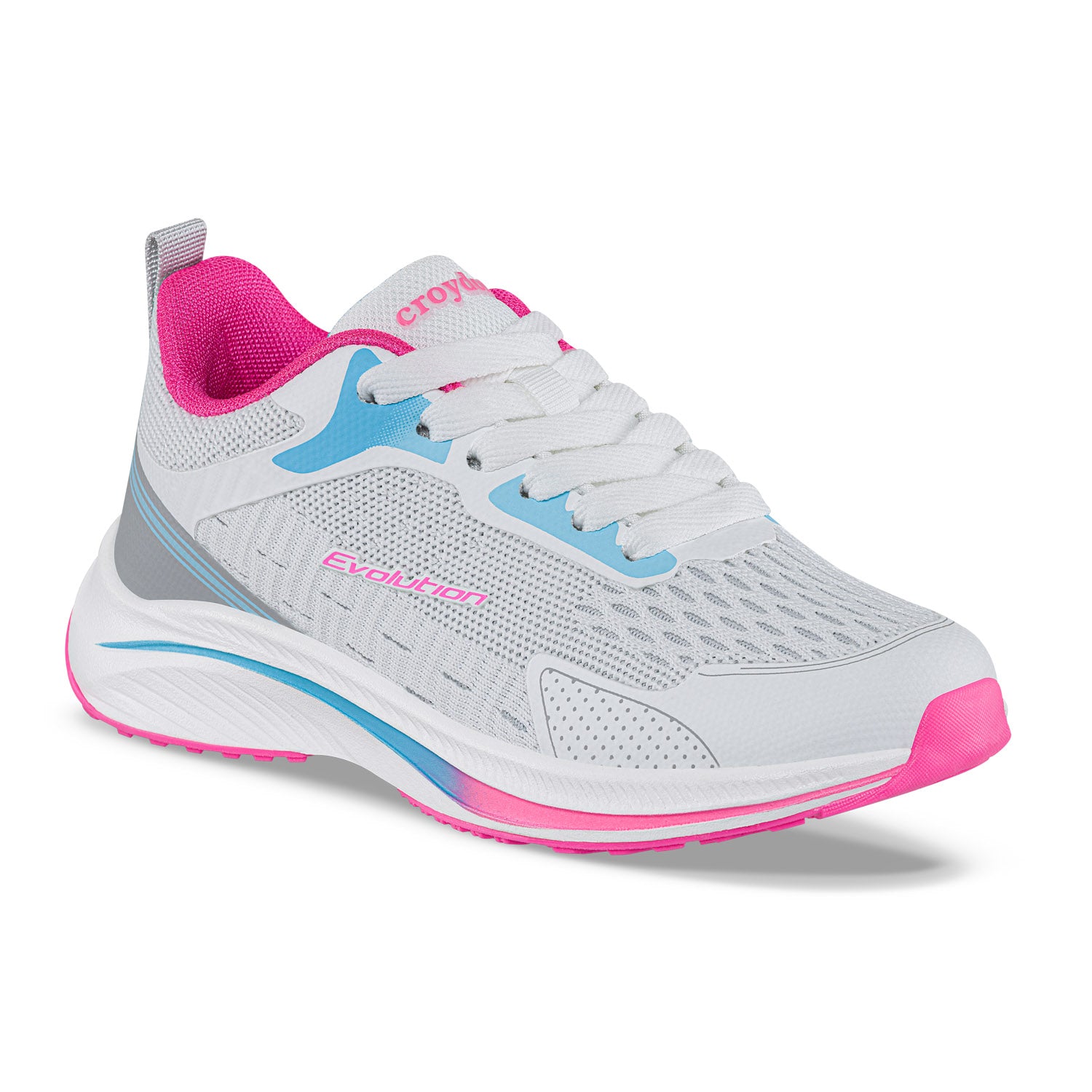 Tenis Running Tixmar Blanco-Fucsia Croydon para Niña