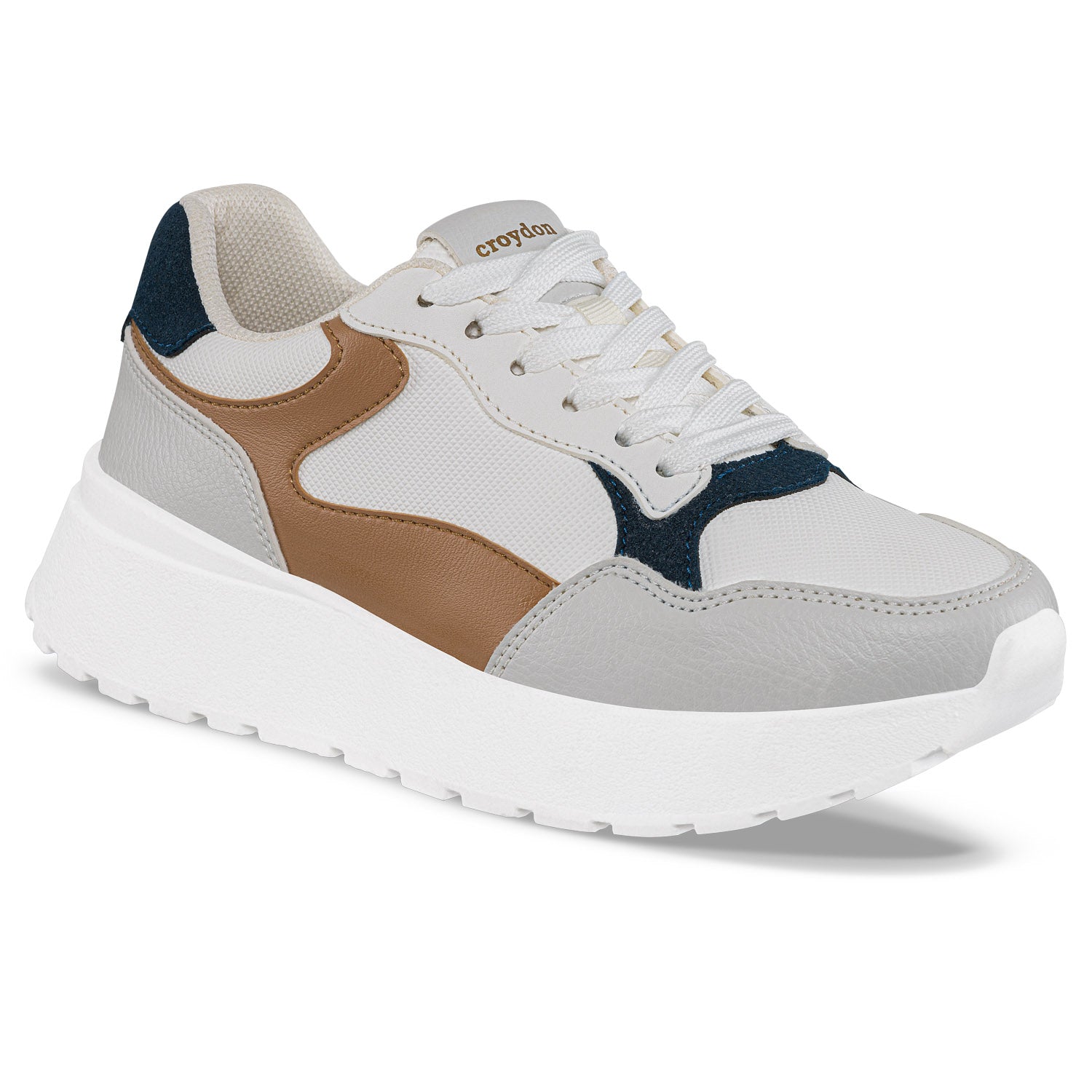 Tenis Urbanos Agatha Blanco-Café Croydon para Mujer