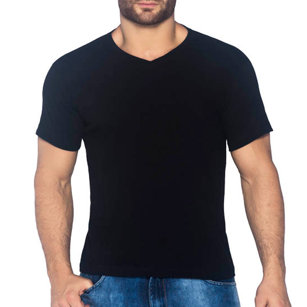 Camiseta Cuello V Negro Croydon para Hombre