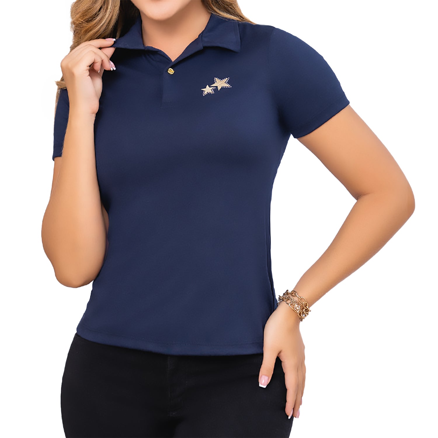 Blusa Polo Andrea Azul Osc Croydon para Mujer
